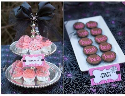 Pink and silver Halloween Party Dessert Table