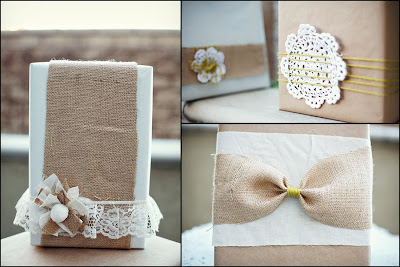 DIY Burlap and Doily Lace Gift Wrap