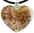 Murano Brown Rainbow Hues Pendent Lovely Heart Necklace
