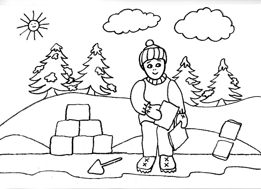 DIBUJOS PARA COLOREAR DE "JUGANDO EN LA NIEVE": DIBUJO PARA COLOREAR DE