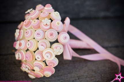 Pretty In Pink Button Bouquet is by reallybadkitty or RBK Designs on Etsy