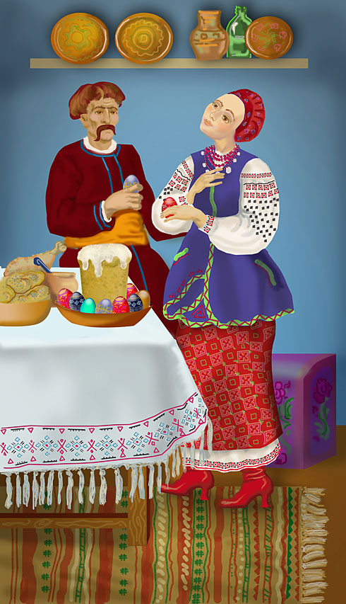 Пасхальный мотив. Поздравление кума, иллюстрация 205537 (c) Олеся