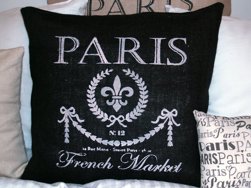 Royal Bebe Shoppe French Market Black Burlap White Silkscreen