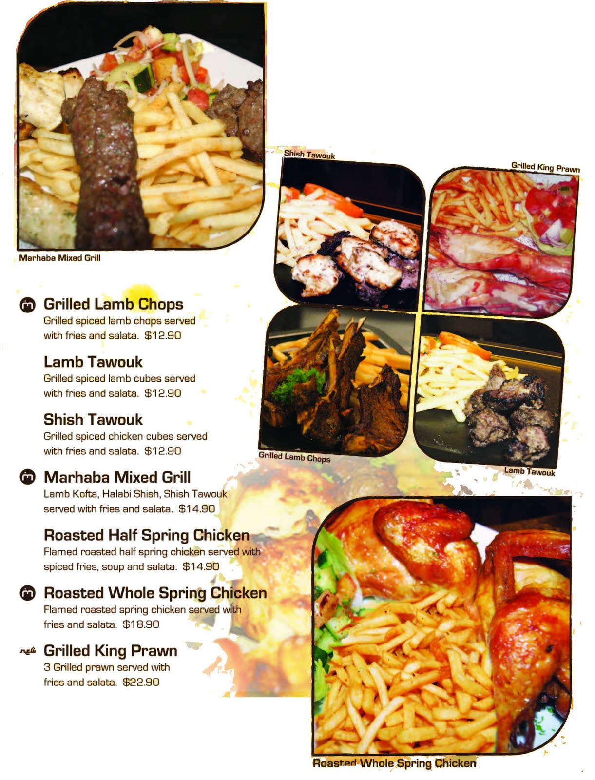 Marhaba Arabic Cuisine Ala Carte Menu