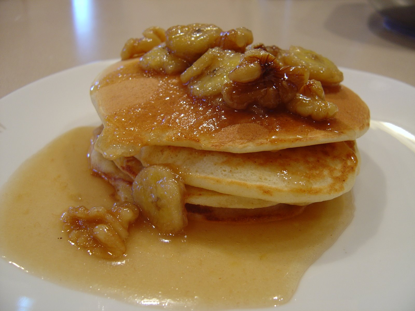 Ricotta Pancakes with Banana Pecan Syrup Blissfully Delicious