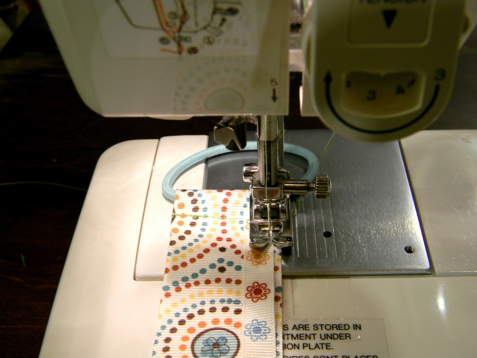 Now, just sew down the ribbon on the very, very edge.