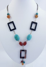 Sautoir Agates, Chrysocolle et Cornaline