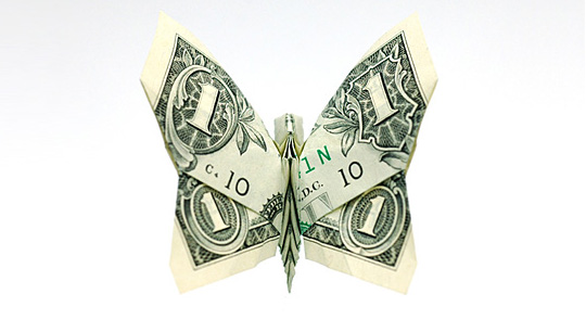 dollar bill origami peacock. dollar bill origami butterfly.