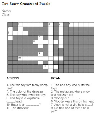 Crossword Puzzles on English Teacher Grant  Free Worksheets For Kids   Toy Story