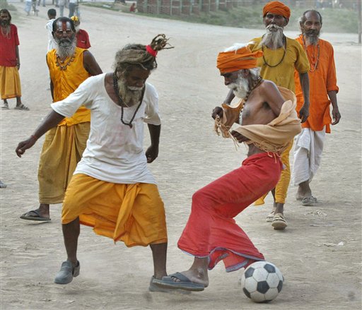 sadhus playing football