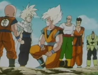 Goku vê seu filho Goten pela primeira vez 