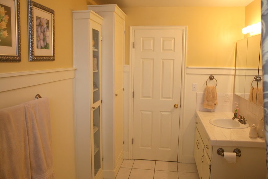 Mustard Yellow Tub and Toilet Updated Bathroom