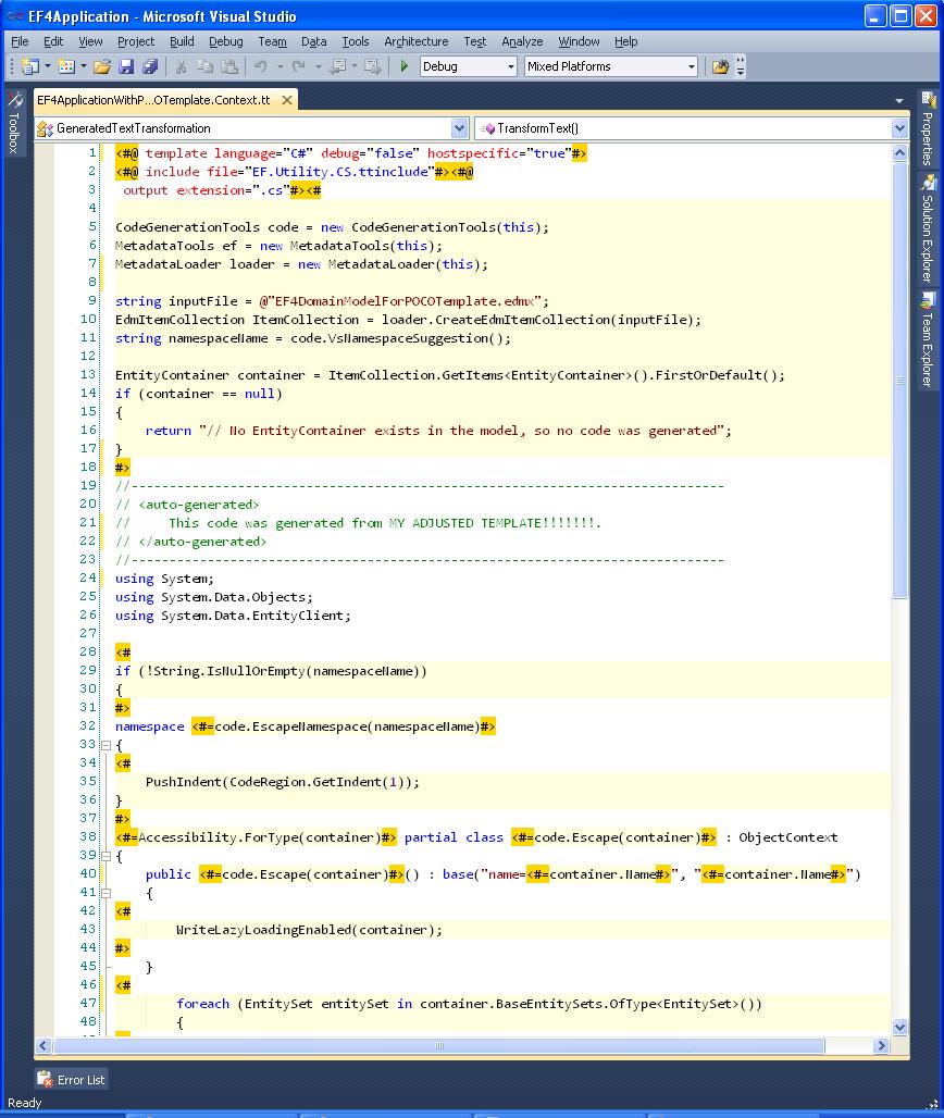 POCO generated class from