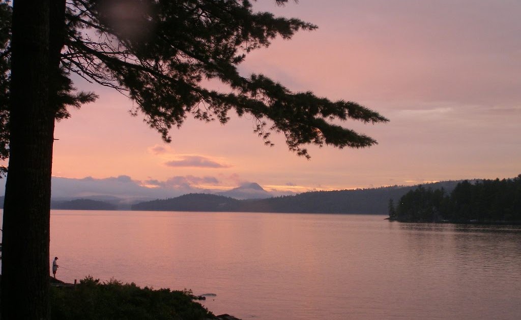 Sebec Lake cam Fishing on Sebec Lake at sunset
