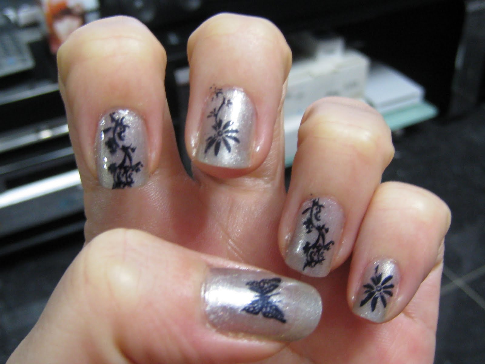 konad stamping nail art design