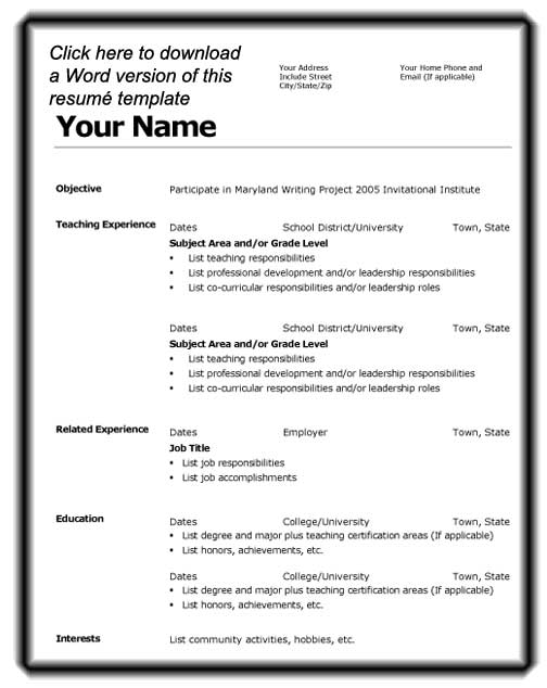 Create a resume in word