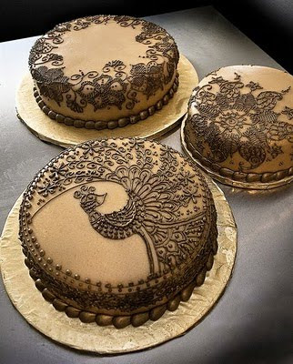 Mehndi Henna Style Peacock Design Wedding Cake Aren 39t they just divine