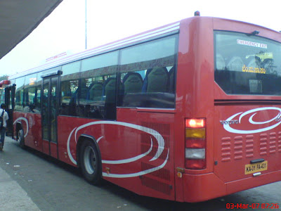 image of Bangalore city bus B7RLE volvo outside view