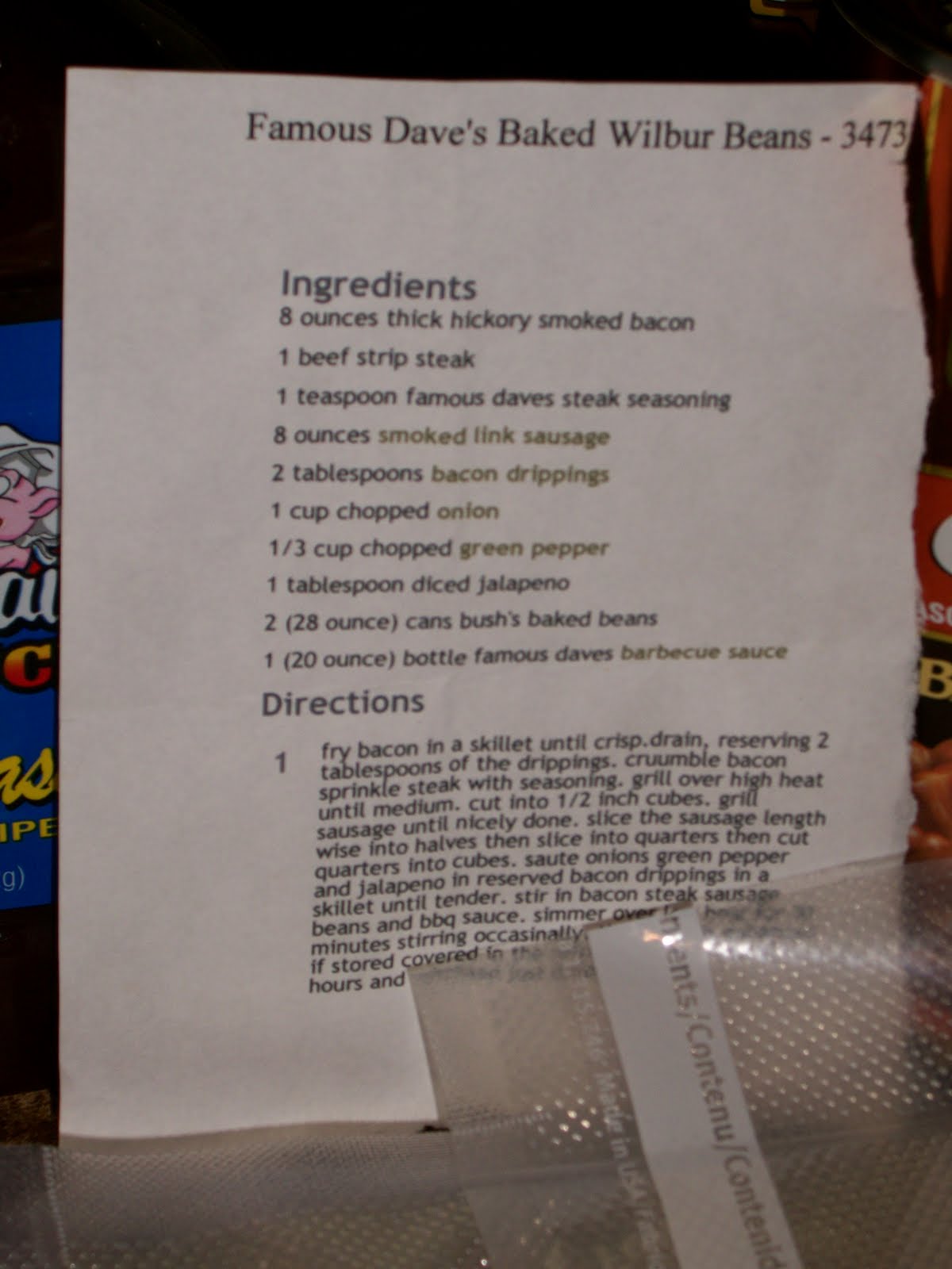 Marlene's Many Hats Famous Dave's Baked Wilbur Beans