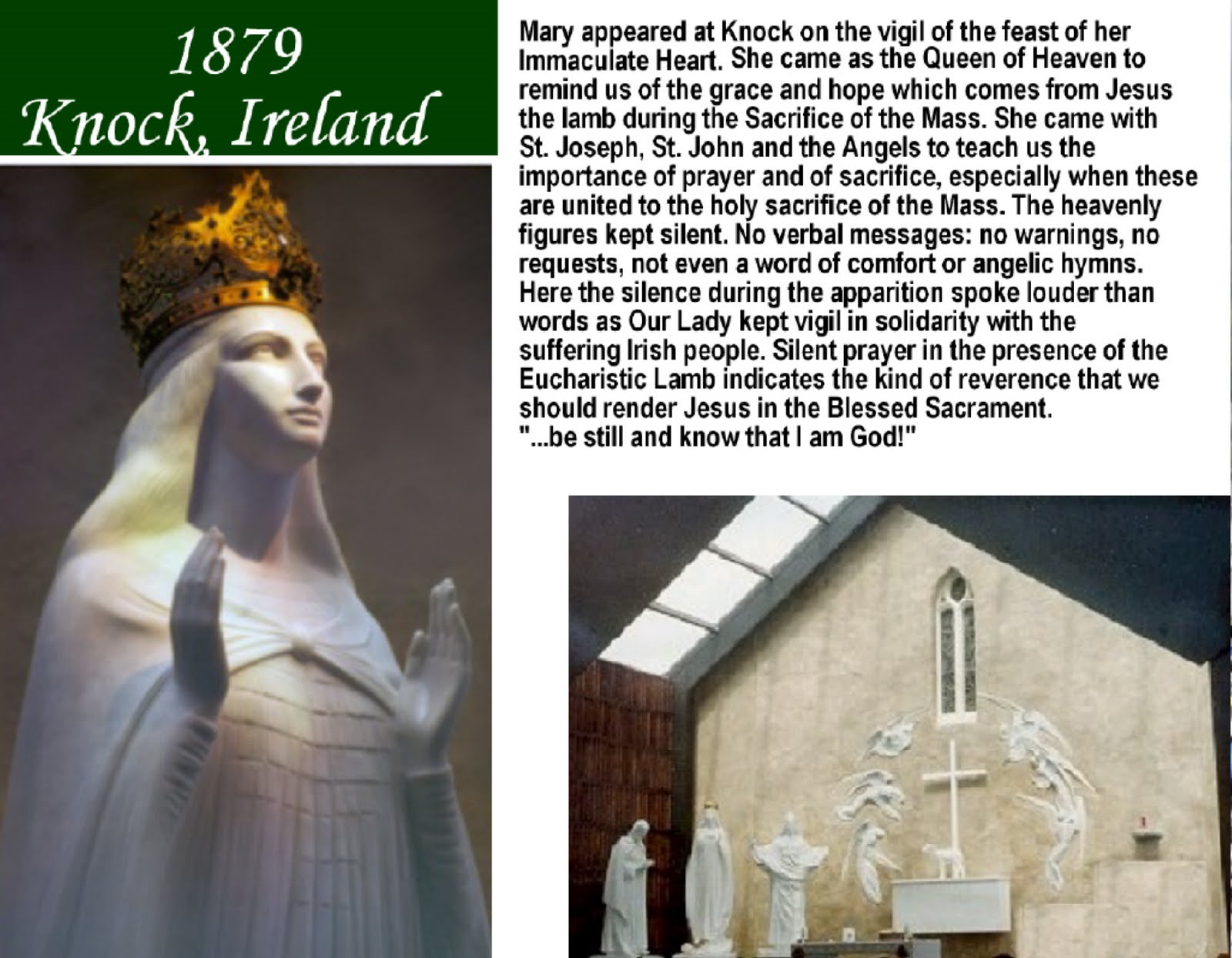 Speramus(We Hope!) Our Lady of Knock 1879, LaSallette 1846, and