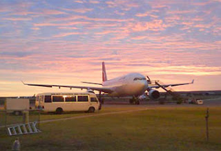 Qantas A330-300 on the ground at Learmonth, Australia, following the emergency landing - Perth Now photo Qantas A330-300