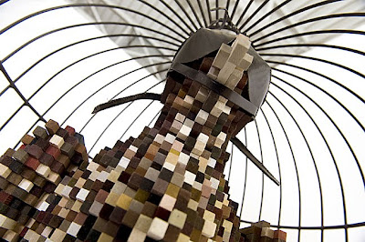 Il Falco detail Digital & Real Worlds Collide In Shawn Smiths Pixelated Sculptures.