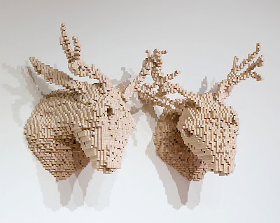 Duel Digital & Real Worlds Collide In Shawn Smiths Pixelated Sculptures.