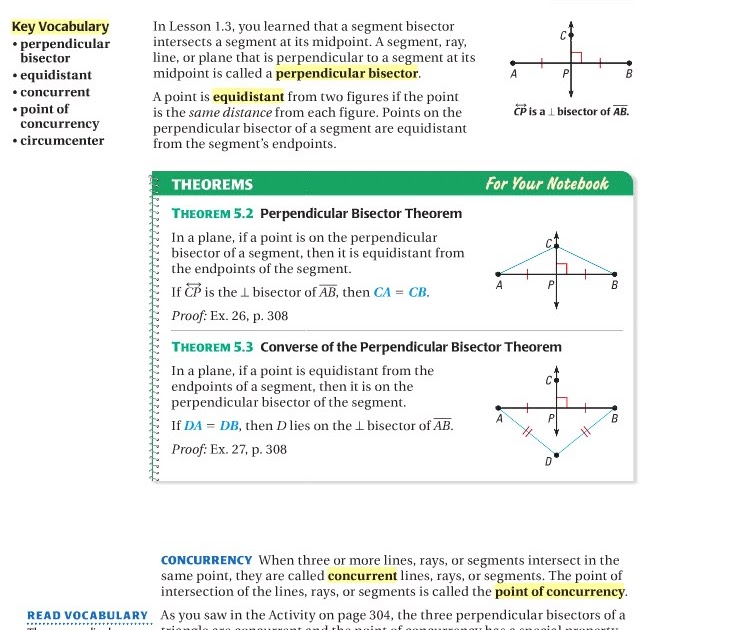 Geometry: 5.2 Perpendicular Bisector