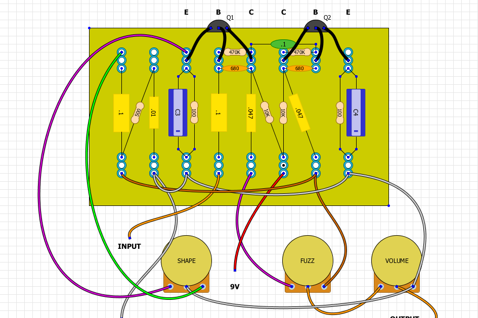 APOCALYPSE AUDIO GREEN BOMB FUZZ TAGBOARD LAYOUT