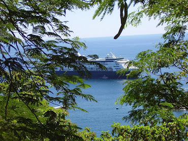 Crucero arribando a la Bahía de Santa Cruz Huatulco