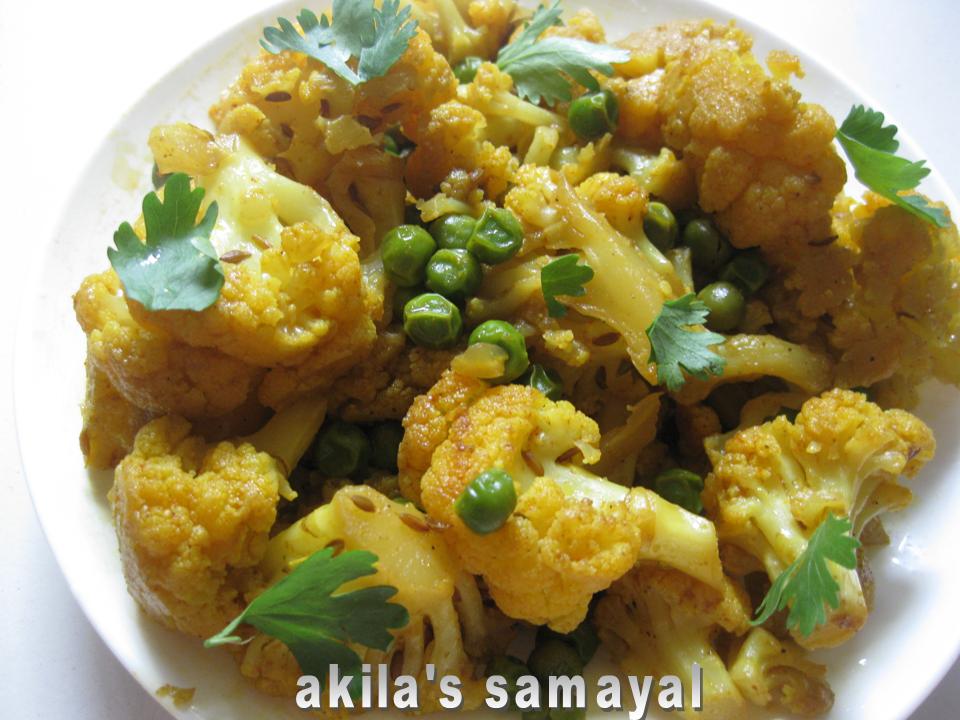 Dry cauliflower green peas curry Learningtocook