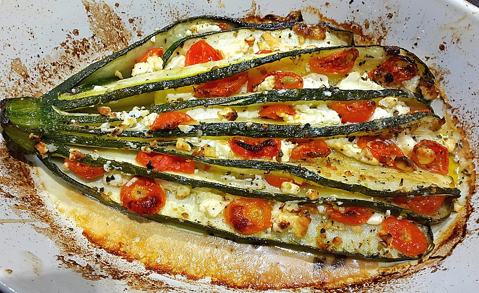 Zucchinifächer mit Feta Leckere Rezepte