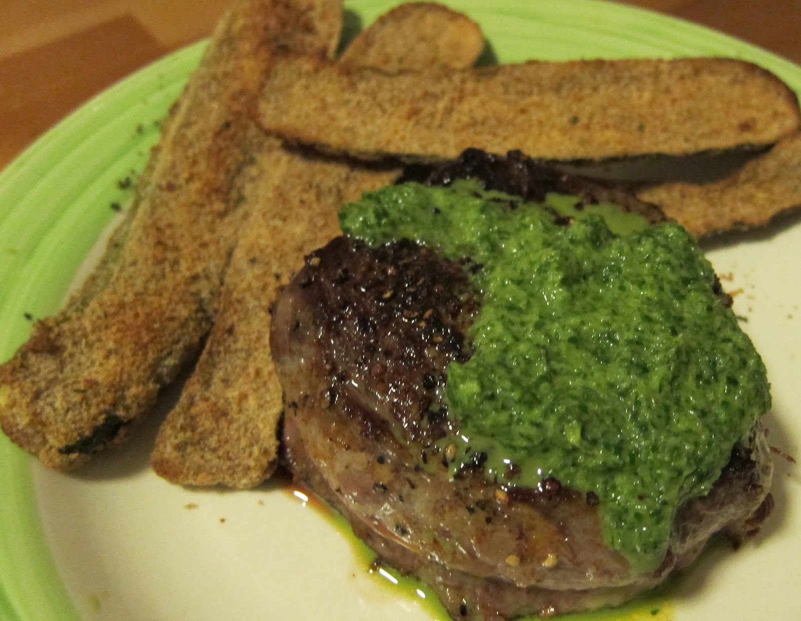 Adobo steak with cilantro sauce