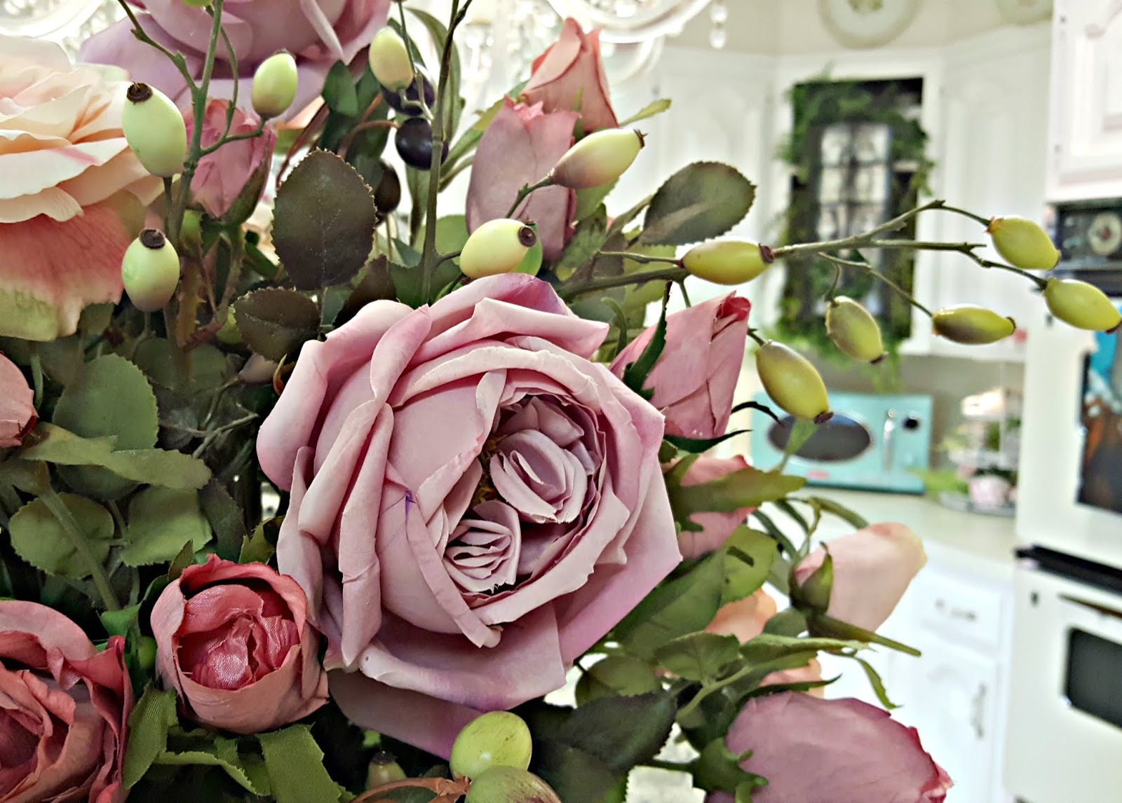 Penny's Vintage Home Olives & Roses together in an Olive Bucket