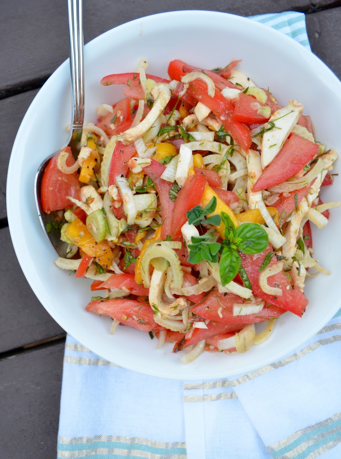 iron stef Trout Piccata with Fennel Peach Caprese Salad