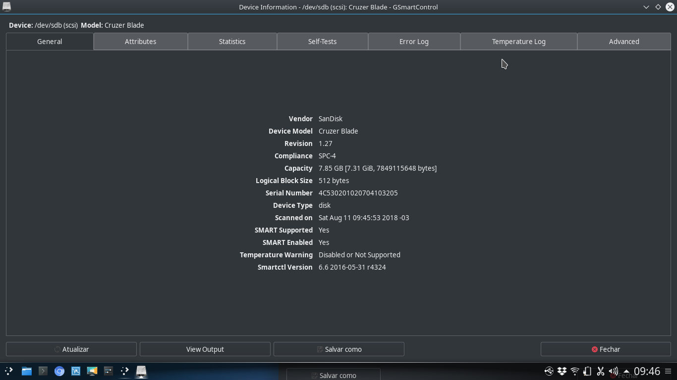Teste desempenho de disco rígido (HD) com o GSmartControl no seu GNU/Linux
