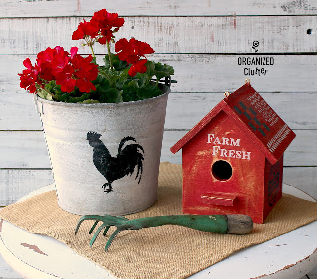 Farm Style Birdhouse With Red Milk Paint & Stencil Smorgasbord #stencil #farmhousestyle #birdhouse #milkpaint #fortyorkred
