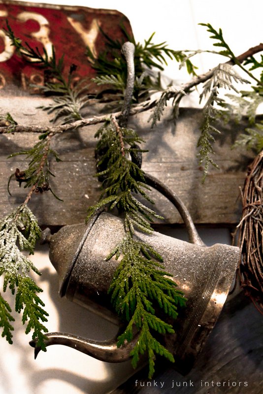 Bedroom old gate headboard decked out for Christmas via Funky Junk Interiors - Christmas home tour 2012 Bedroom old gate headboard decked out for Christmas via Funky Junk Interiors - Christmas home tour 2012