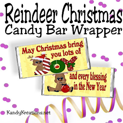 Give everyone on your Christmas list a fun Christmas card wrapped around a Hershey candy bar.  You'll be the star of Christmas with this beautiful Reindeer Christmas candy bar wrapper free printable.