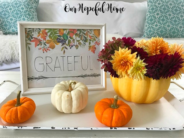 ceramic pumpkin fall flowers grateful printable in frame