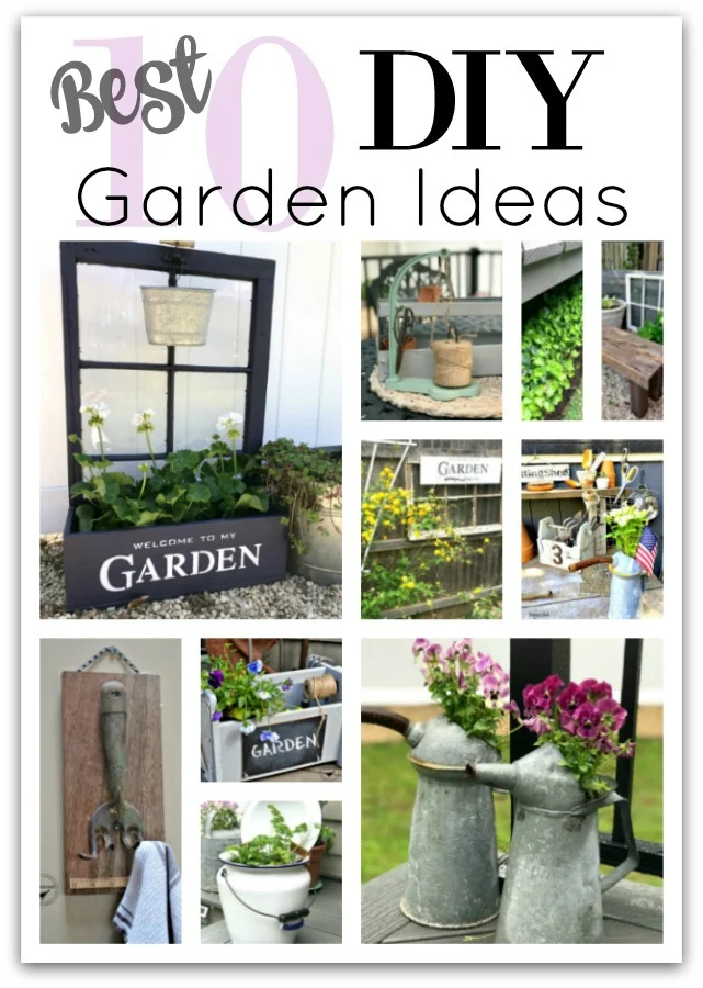 collage of 10 DIY garden ideas