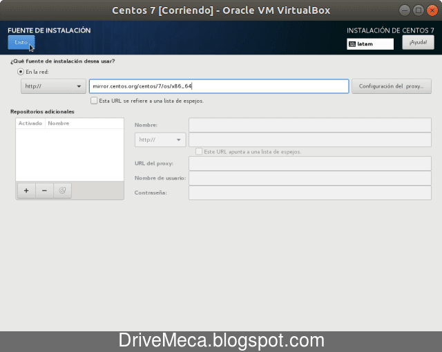 Usaremos el modo http para descargar desde los mirrors de Centos