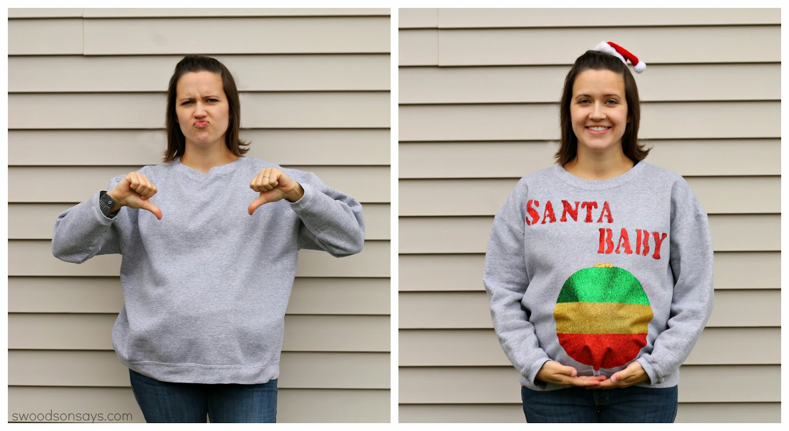 Refashion Coop Plain Grungy Sweatshirt to Ugly Christmas Maternity