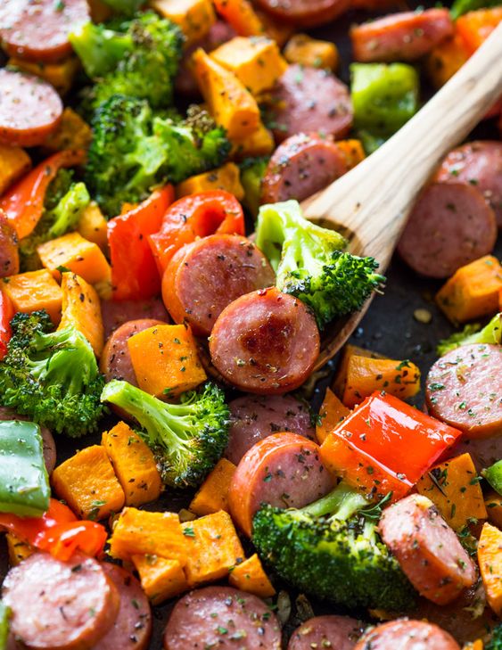 Healthy 20 Minute Sheet Pan Sausage and Veggies - Healthy Food Menu