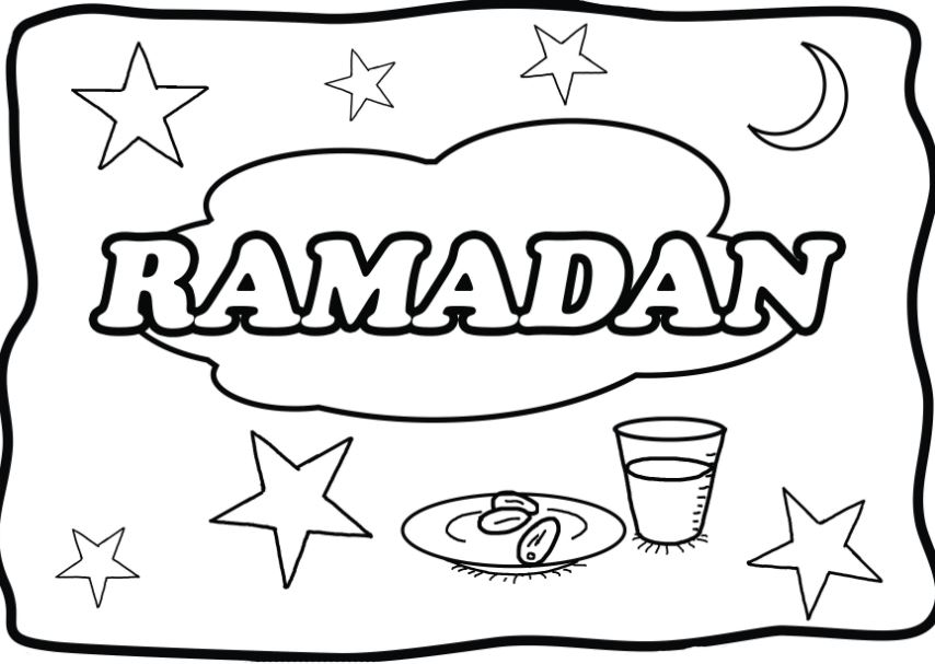 Gambar Mewarnai Ramadhan Bulan Puasa Penuh Berkah ~ Gambar Mewarnai Lucu
