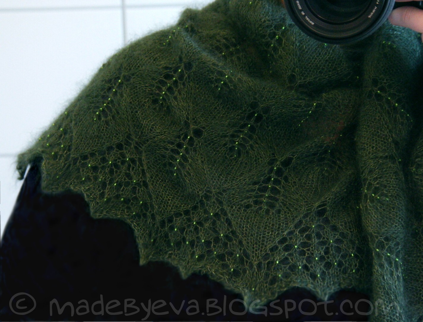 Made by Eva Notsofrozen leaves beaded shawl
