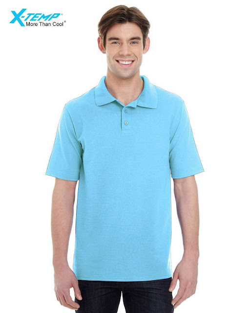 Hanes 055P Mens X-Temp Pique Short-Sleeve Polo- Blue Horizon – M