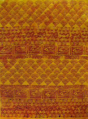 Robin Atkins, decorative painted paper, paint stamp stencil with acrylics Robin Atkins, decorative painted paper, paint stamp stencil with acrylics