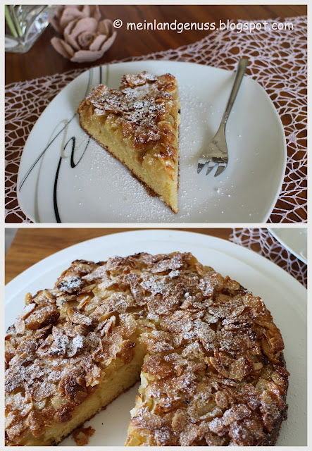 mein Land und Gartengenuss : Apfelkuchen mit Mandelguss