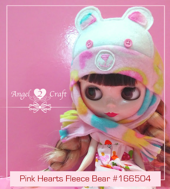 Blythe | Pink Hearts Fleece Bear Hat #166504